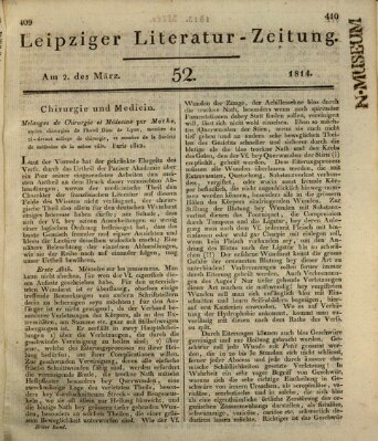 Leipziger Literaturzeitung Mittwoch 2. März 1814