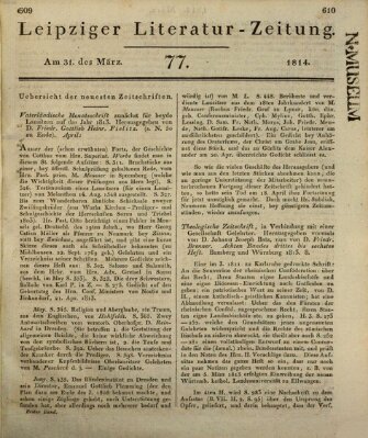 Leipziger Literaturzeitung Donnerstag 31. März 1814