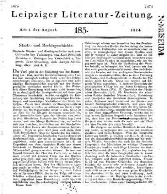 Leipziger Literaturzeitung Montag 1. August 1814