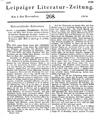 Leipziger Literaturzeitung Donnerstag 3. November 1814