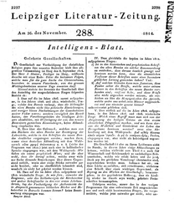Leipziger Literaturzeitung Samstag 26. November 1814