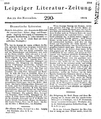 Leipziger Literaturzeitung Dienstag 29. November 1814