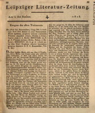 Leipziger Literaturzeitung Donnerstag 5. Januar 1815