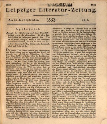 Leipziger Literaturzeitung Montag 25. September 1815