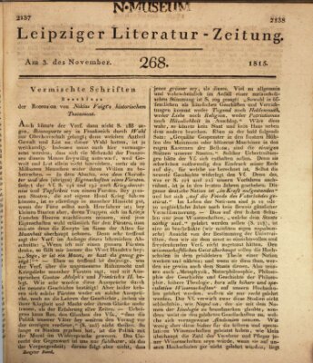 Leipziger Literaturzeitung Freitag 3. November 1815