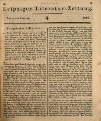 Leipziger Literaturzeitung Donnerstag 4. Januar 1816