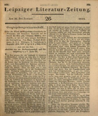 Leipziger Literaturzeitung Dienstag 30. Januar 1816