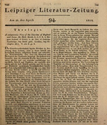 Leipziger Literaturzeitung Dienstag 16. April 1816