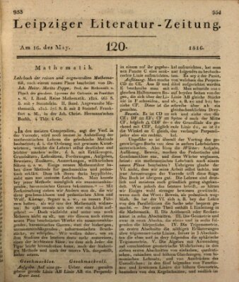 Leipziger Literaturzeitung Donnerstag 16. Mai 1816