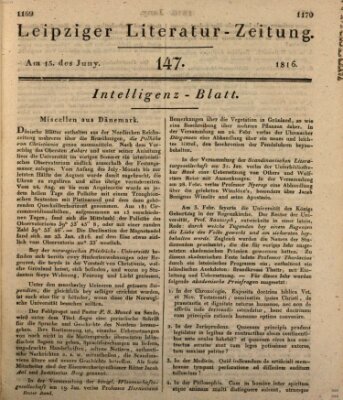 Leipziger Literaturzeitung Samstag 15. Juni 1816