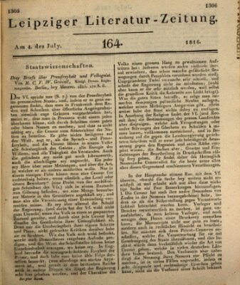 Leipziger Literaturzeitung Donnerstag 4. Juli 1816