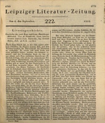Leipziger Literaturzeitung Freitag 6. September 1816