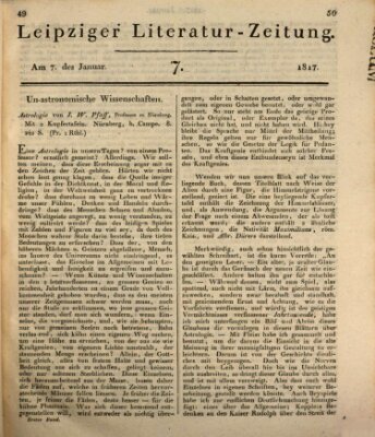 Leipziger Literaturzeitung Dienstag 7. Januar 1817