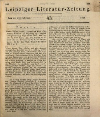 Leipziger Literaturzeitung Freitag 14. Februar 1817