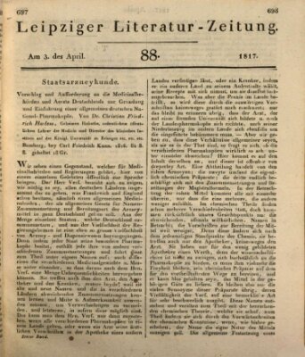 Leipziger Literaturzeitung Donnerstag 3. April 1817