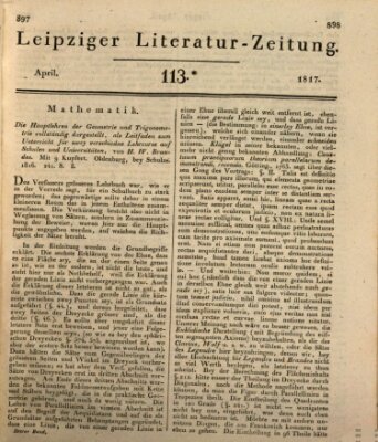 Leipziger Literaturzeitung Mittwoch 30. April 1817
