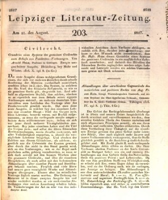 Leipziger Literaturzeitung Montag 11. August 1817