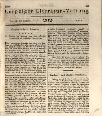 Leipziger Literaturzeitung Mittwoch 12. August 1818