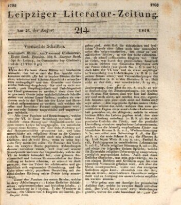 Leipziger Literaturzeitung Mittwoch 26. August 1818