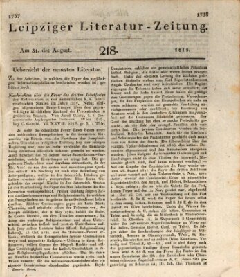 Leipziger Literaturzeitung Montag 31. August 1818