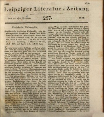 Leipziger Literaturzeitung Mittwoch 14. Oktober 1818