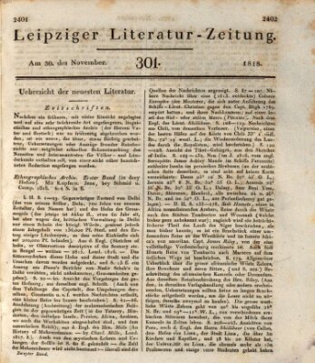 Leipziger Literaturzeitung Montag 30. November 1818