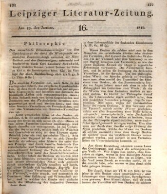 Leipziger Literaturzeitung Dienstag 19. Januar 1819
