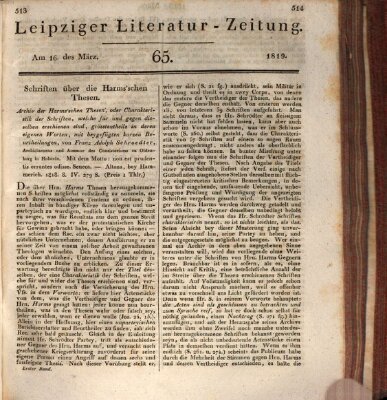 Leipziger Literaturzeitung Dienstag 16. März 1819