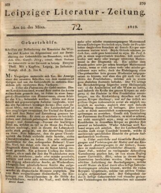Leipziger Literaturzeitung Mittwoch 24. März 1819