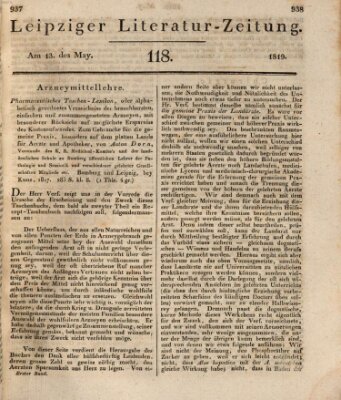 Leipziger Literaturzeitung Donnerstag 13. Mai 1819