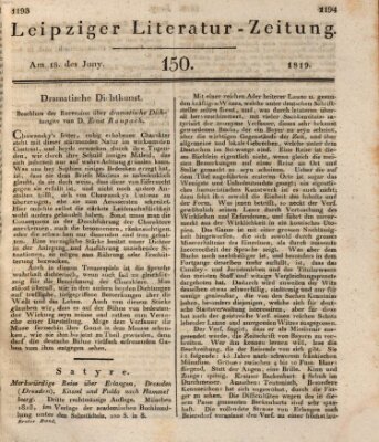 Leipziger Literaturzeitung Freitag 18. Juni 1819
