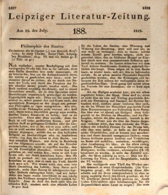 Leipziger Literaturzeitung Donnerstag 29. Juli 1819
