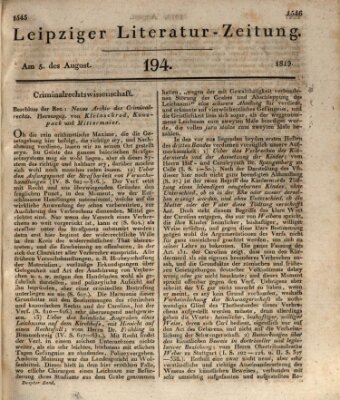 Leipziger Literaturzeitung Donnerstag 5. August 1819