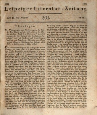 Leipziger Literaturzeitung Freitag 13. August 1819