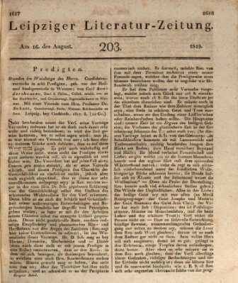 Leipziger Literaturzeitung Montag 16. August 1819