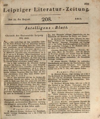 Leipziger Literaturzeitung Samstag 21. August 1819