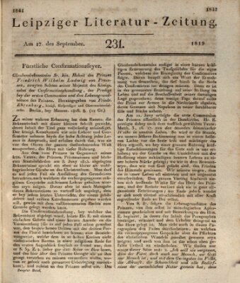 Leipziger Literaturzeitung Freitag 17. September 1819