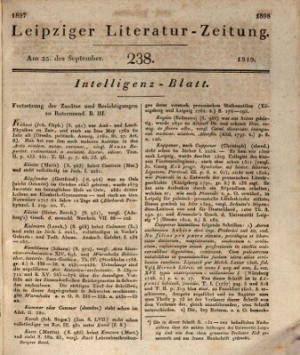 Leipziger Literaturzeitung Samstag 25. September 1819