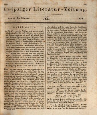 Leipziger Literaturzeitung Dienstag 29. Februar 1820
