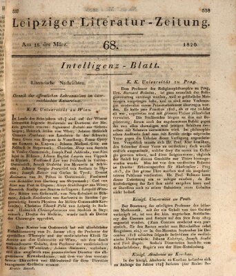 Leipziger Literaturzeitung Samstag 18. März 1820