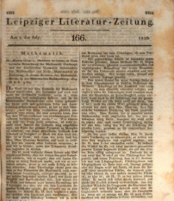 Leipziger Literaturzeitung Mittwoch 5. Juli 1820