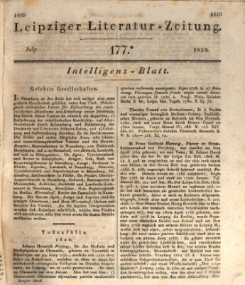 Leipziger Literaturzeitung Samstag 15. Juli 1820
