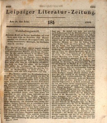 Leipziger Literaturzeitung Donnerstag 20. Juli 1820