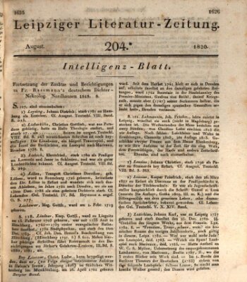 Leipziger Literaturzeitung Samstag 12. August 1820