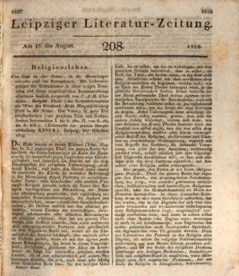 Leipziger Literaturzeitung Donnerstag 17. August 1820