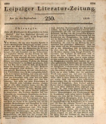 Leipziger Literaturzeitung Donnerstag 28. September 1820
