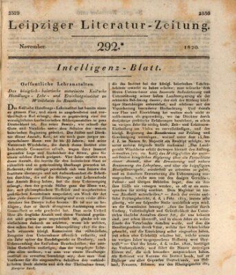 Leipziger Literaturzeitung Samstag 11. November 1820