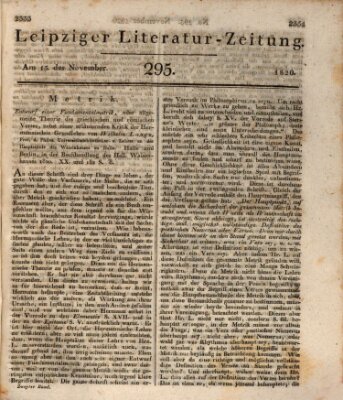 Leipziger Literaturzeitung Mittwoch 15. November 1820