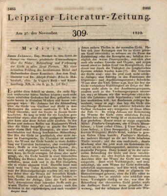 Leipziger Literaturzeitung Montag 27. November 1820