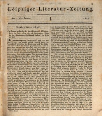 Leipziger Literaturzeitung Montag 1. Januar 1821